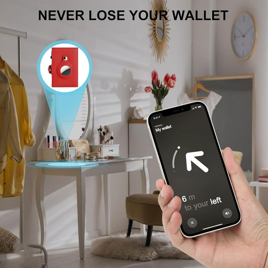 Women Wallet for Airtag, Small Pretty Wallet with Mirror for Women,Pop Up Wallet Compatible with Airtag, Tri-fold Genuine Leather Wallet Women with Mirror